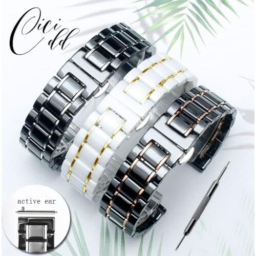 CICIDD Ceramic Watchband Mens And Womens Universal Steel Wristband Suitable For R-olex Tissot L-ongines Watch Accessories