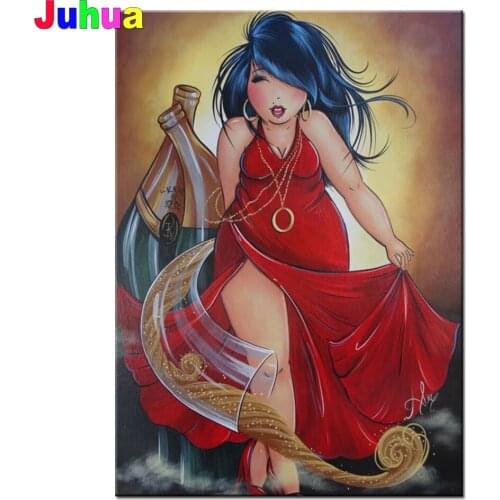 New Diamond Embroidery Pretty Fat Ladies Diamond Painting Full Square Round Rhinestones Picture Diamond Mosaic Beadwork