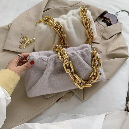 New Fashion Women Cloud Handbag Totes Plush Soft Casual Lady Thick Chain Travel Shoulder Underarm Top-handle Bags