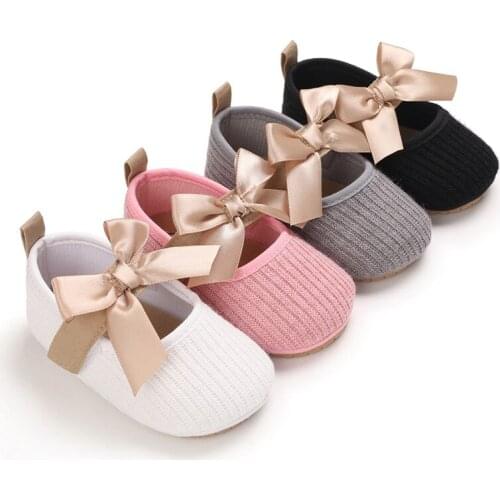 Baby Girls First Walkers Newborn Shoes Cute Bowknot Infant Prewalker PU Soft Bottom Anti Slip Toddler Girls Princess Shoes