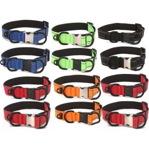 OEM Nylon Personalized Solid Color Dog Collar Leash Set For Small Medium Large Dogs Dog ID Tag Collars Engraved Printed Supplies