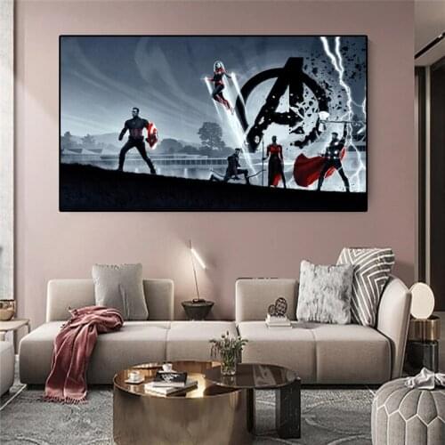 Superhero Poster Marvel Anime Canvas Painting Thanos Captain America Iron Man Poster Room Accessories Teen Room Decoration