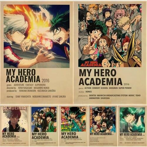 Classic Japanese Anime My Hero Academia Retro Posters Kraft Paper DIY Home Bar Cafe Decor Painting Gift Print Art Wall Sticker