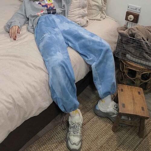 Spring Autumn Harem Pant Women Plus Size Casual Loose Fashion Trousers Women High Fashion Tie Dye Sweatpant Drawstring Trousers