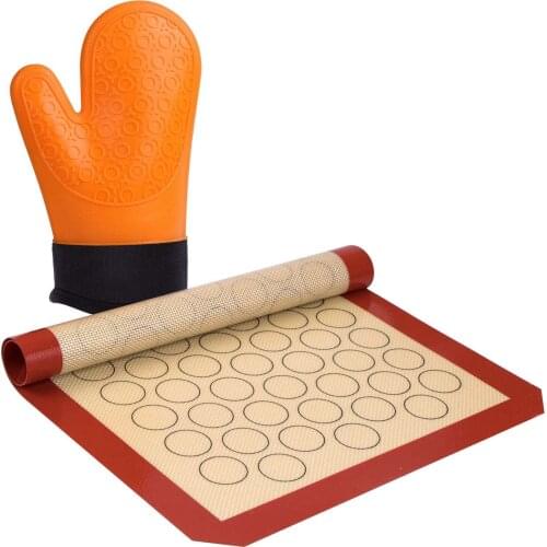 Silicone Macaron Baking Mat &amp Oven Mitts-Stick Silicone Baking Mat-Non Stick Silicon Liner for Bake Pans &amp Rolling