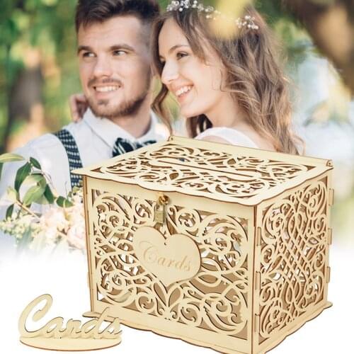 Wedding Card Box Wooden Boxes Wedding Supplies Letters Holder MR MRS Party Decoration DIY Couple Pattern Wood Craft