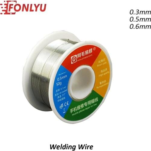 Amaoe Welding Iron Wire Reel Jump Wire Fly Line 50g 0.3mm 0.5mm 0.6mm Tin Leaded Unleaded Line Rosin For Phone Repair Tool