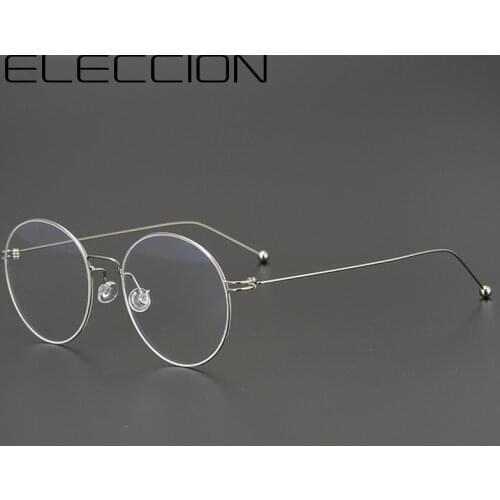Vintage Round Glasses Frame Women Pure Titanium Myopia Optical Prescription Eyeglass Frame Man 2021 New Screwless Eyewear Korea