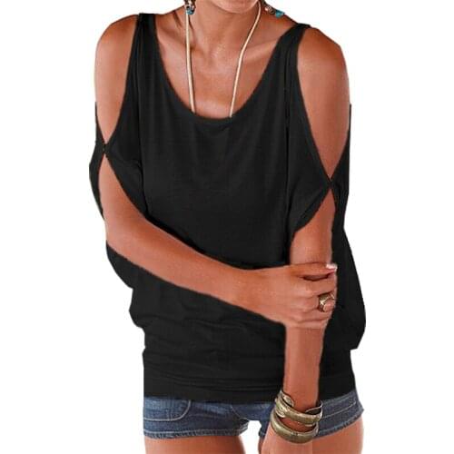 T shirt women 2020 off shoulder hollow out plus size strapless bat sleeve loose T-shirt casual shirt vestidos clothing EFF6125