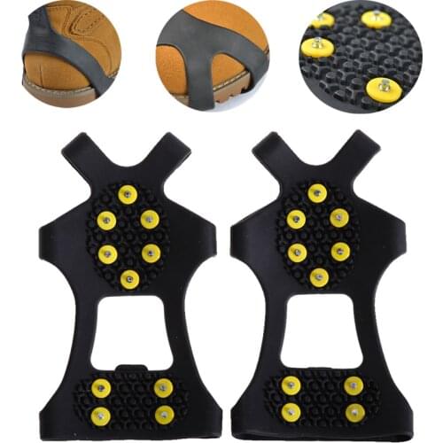1 Pair Hot 10 Studs Anti-Skid Snow Ice Climbing Shoe Spikes Grips Crampons Cleats Overshoes Non-slip Insole