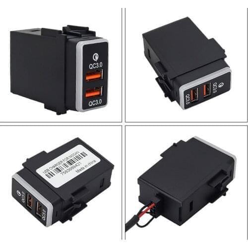 1PC Double USB Charger Car Interface Socket Double Connector Double QC3.0 Voltage Display For Nissan Murano