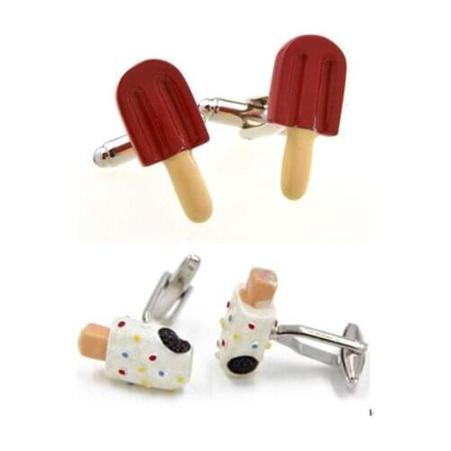 10pairs/lot Cute Popsicle Ice Cream Cufflinks Red Ice-lolly Cuff Links Mens Jewelry Wholesale