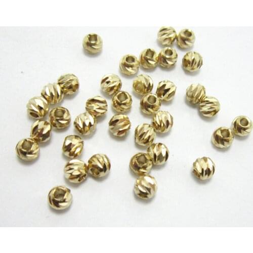 Brass beads Round metal beads 3.8x3.3mm Brass spacer beads sliders brass beading findings -100pcs R1425