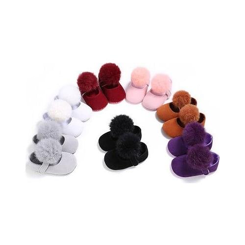 2017 CUTE Fur Ball Cute Baby Girl Soft Sole Crib Toddler Shoes For 0-18M Baby