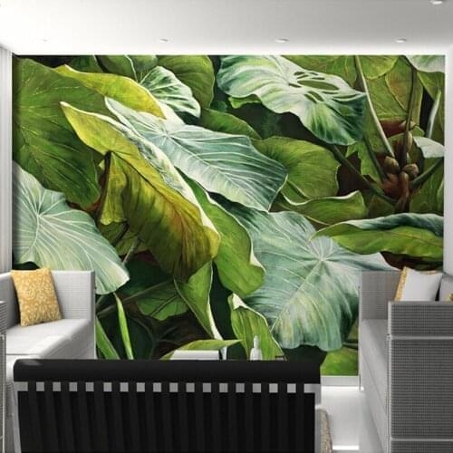 3D Wallpaper Southeast Asian Tropical Rain Forest Green Leaves Photo Wall Murals Living Room Theme Hotel Backdrop Wall Cloth 3 D