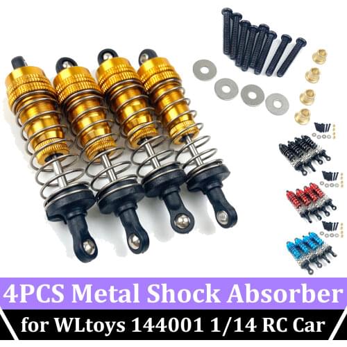 Aluminum 4PCS Front&Rear RC Shock Absorber Metal Upgrad Part for 1/14 WLtoy 144001 1316 RC Car Crawler Short Course Truck Parts
