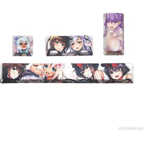 4Pcs Japanese Anime PBT Space Keycaps Ahegao Keycaps 6.25U ESC Spacebar Caps For Mechanical Keyboard Switches JY22 21 Dropship
