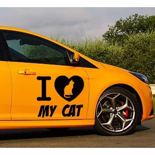 58cm x 58cm 2 x I Love My Cat Graphic (one For Each Side) Car Sticker For Cars Door Side Truck Window Vinyl Decal 8 Colors