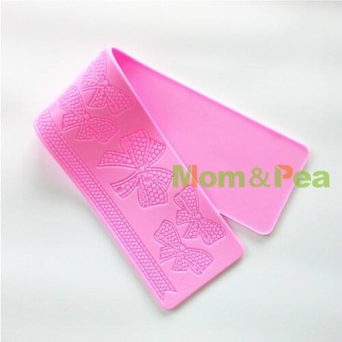 Mom&Pea 6005 Free Shipping Bowknots Pattern Silicone Lace Mold Cake Decoration Fondant Cake 3D Mold
