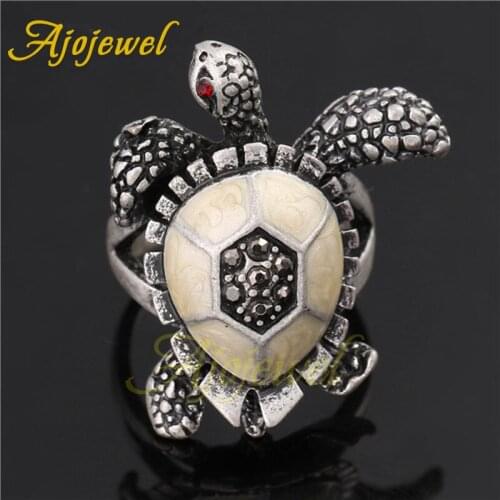 Ajojewel Rhinestone Vintage Tortoise Ring Size 6 Women Rings Animal Jewelry Fashion Accessories