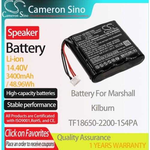 CameronSino Battery for Marshall Kilburn fits Marshall TF18650-2200-1S4PA Speaker Battery 2600mAh/37.44Wh 14.40V Li-ion Black