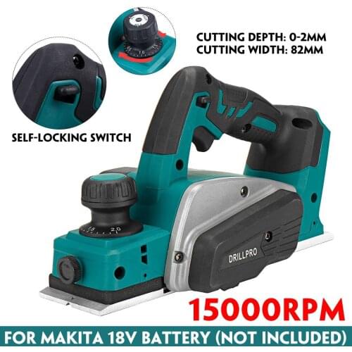 18V 15000rpm Rechargeable Electric Planer Cordless Handheld for Makita 18V Battery Woodworking Cutting Power Tool with Wrench