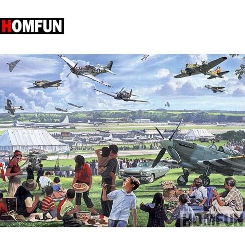 HOMFUN Full Square/Round Drill 5D DIY Diamond Painting "Child plane" Embroidery Cross Stitch 5D Home Decor A08412