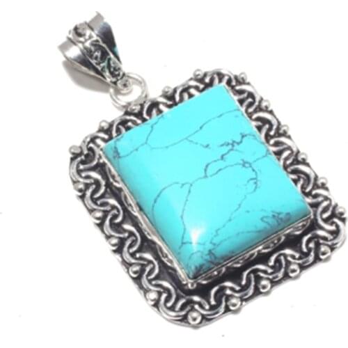 Turquoise Pendant Silver Overlay over Copper , Hand made Women Jewelry Gift