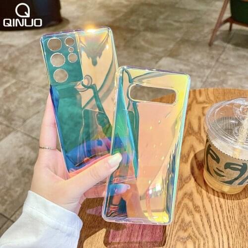Laser Aurora Case For Samsung Galaxy S21 S20 FE S10 S9 S8 Plus Note 10 Pro 20 Ultra A12 A32 A42 A52 A72 5G A50 A70 A51 A71 Cover