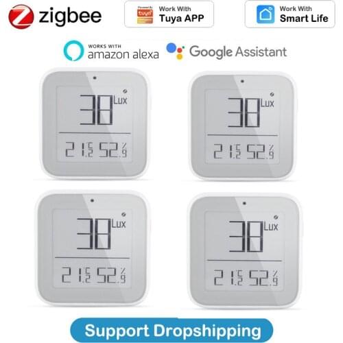 4pcs Tuya Zigbee Temperature And Humidity Sensor Indoor Hygrometer Thermometer With LCD Display Support Alexa Google Assistant