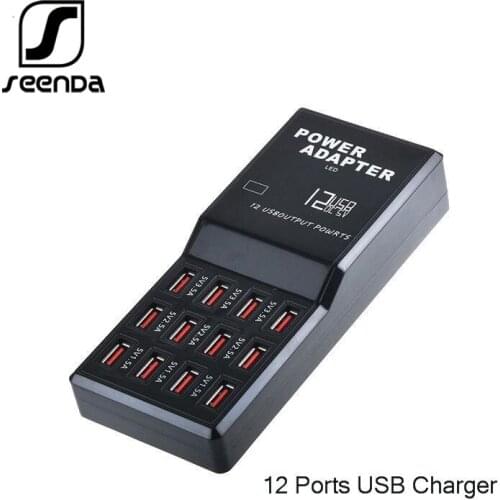 SeenDa US Plug Travel Charger Smart Charging Station 5V12A Multi USB Desktop Charger 12 USB Ports Quick Charge Adapter