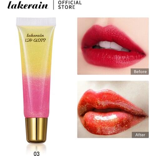 Double Color Moisturizing Plumping Lip Gloss Lip Plumper Glitter Nutritious Liquid Lipstick Cherry Mineral Oil Clear Lip Gloss