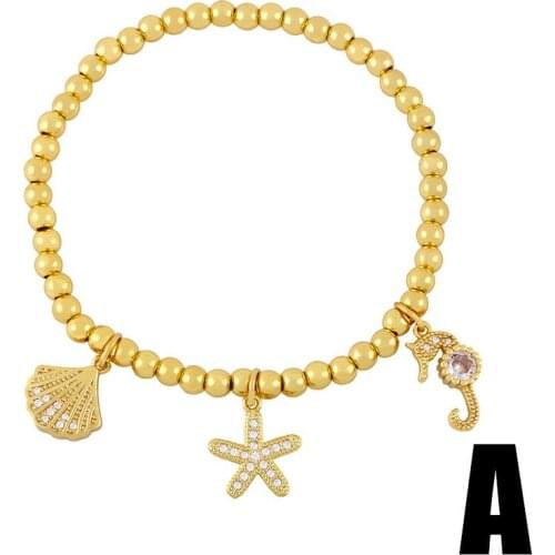 Bracelet Elastic Golden Ball Personality Fashion Seahorse Shell Sun Eye