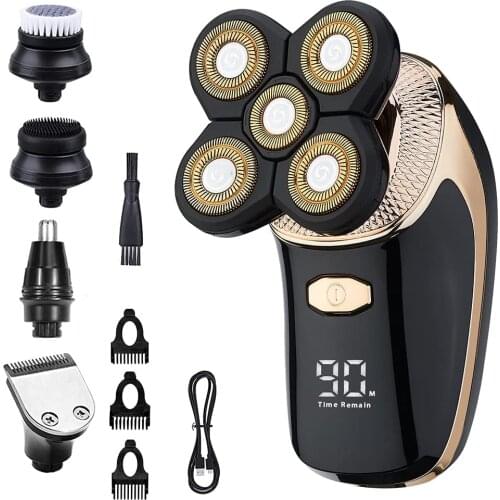 Electric Razor for Men, Professional Waterproof Head Shavers, with Wet/Dry 5 Heads, Faster-Charging, Shaving Side 5D Floating