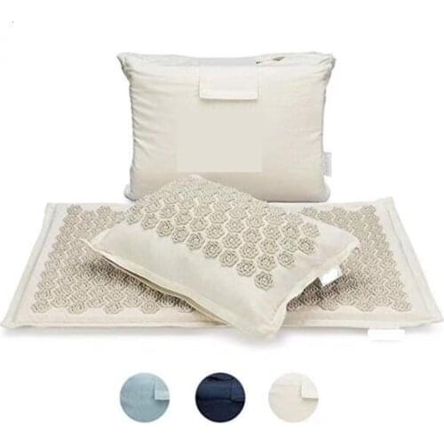 Nature Linen Coconut palm Massage Yoga mat sport pillow mat with bag Lotus Spike Acupressure Mat Cushion