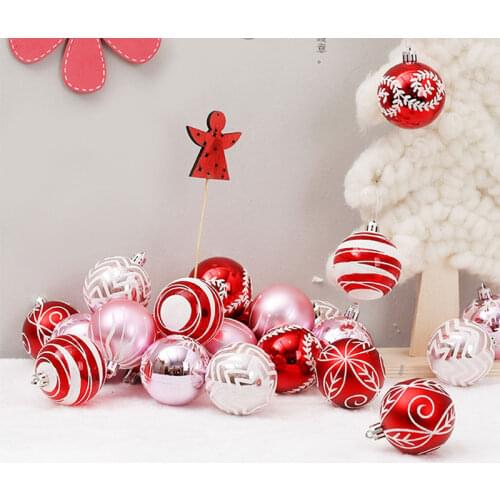 Red Pink Glitter Decorative Balls 24Pcs 6cm Stripe Ball Ornaments for Party Ramadam Wedding Birthday Baby Shower Home Decoration