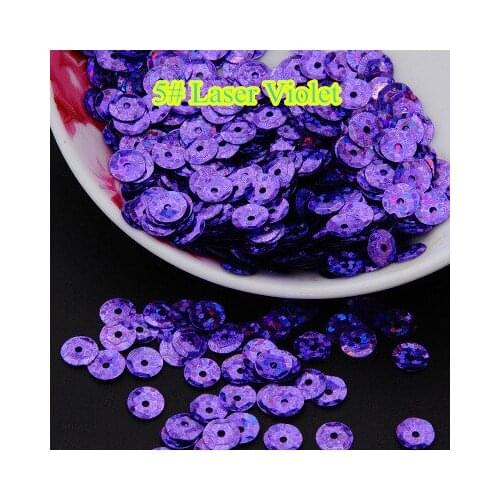 50g 8mm Cup Laser Bright Sequin Round Paillettes Sewing Hologram Sequins 5#Laser Violet Confetti