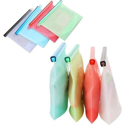 Kitchen Organizer Reusable Silicone Food Bag Fruit Meat Milk Storage Container Refrigerator Bags Vacuum Seal Food Fresh Bag