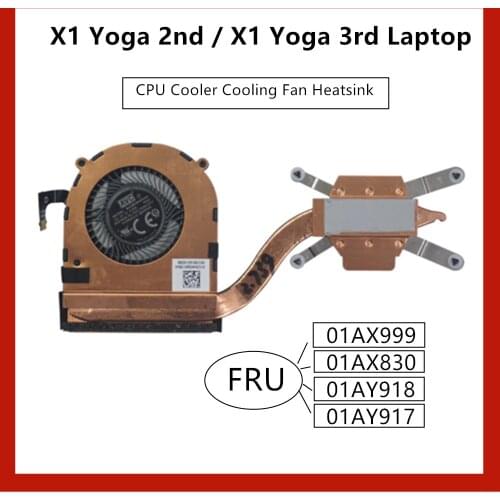 For Lenovo Thinkpad X1 Yoga 2nd 3rd CPU Cooler Cooling Fan Heatsink FRU 01AX999 01AX830 01AY918 01AY917 95WEN