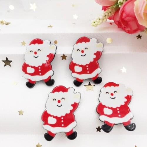 Kawaii Colorful Santas Flat Back Acrylic Sheet Miniature Pattern 8 Pcs Applique DIY Scrapbook Christmas Decor Crafts