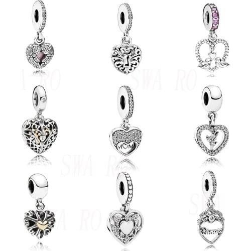 Fashion Silver 925 Door Of True Love, Openwork Love Pendant Charm, LOVE Tinker Bell, Angel Wings Original Ladies Jewelry