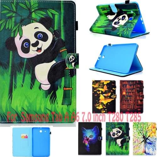 Fashion Cartoon Pattern Tablet PC Case for Samsung Tab A A6 7.0 inch T280 T285 Smart Case Cover Stand Flip Shell coque para capa