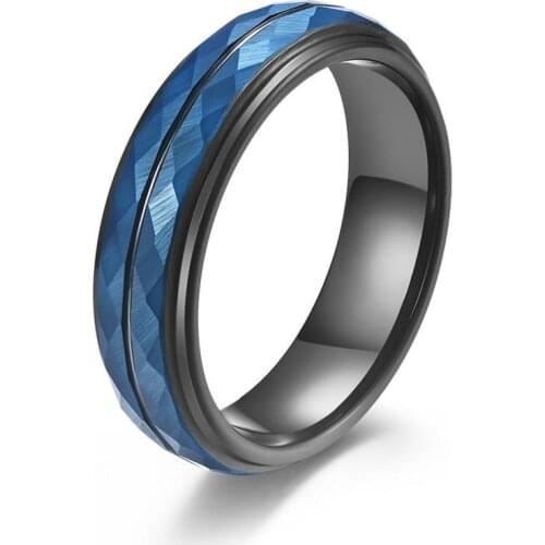Fashion Tungsten Wedding Band for Men Geometric Rhombus Ring Male Jewelry Gifts High Quality
