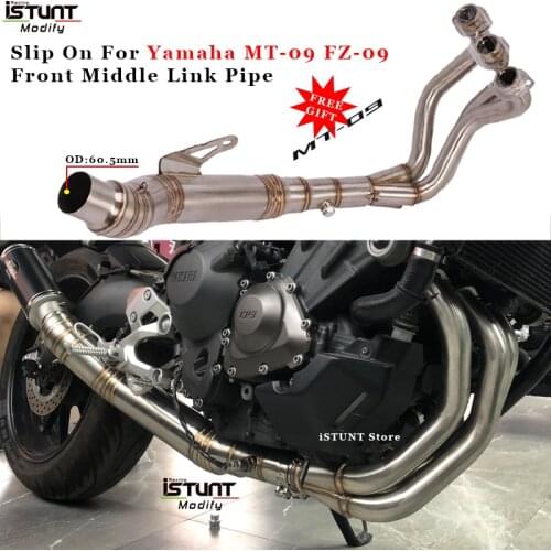Motorcycle Exhaust Escape Modified Front Middle Link Pipe Connection 61mm Muffler Slip On For Yamaha MT-09 YZF MT09 FZ-09 FZ09