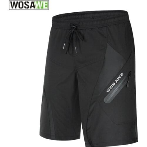 WOSAWE Motorcycle Shorts with Pocket for Men Downhill Casual Sports Riding Running Beach Shorts Enduro Motocross MTB Pants Black
