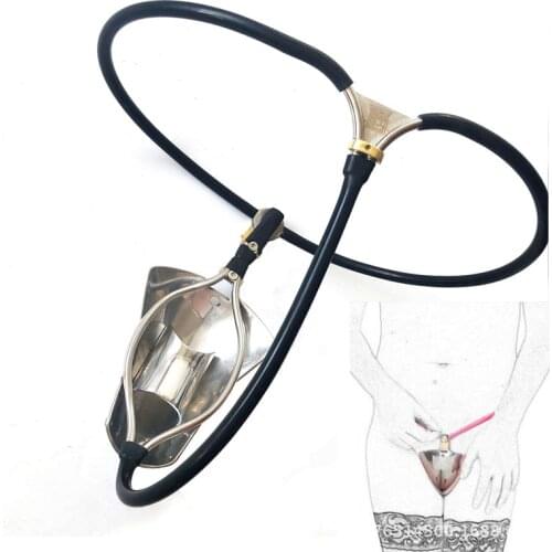 Male Chastity Belt Cage Stainless Steel Penis Slave Bondage Fetish Imitating Female Pussy Cosplay Device Sex Toys For Men Gay