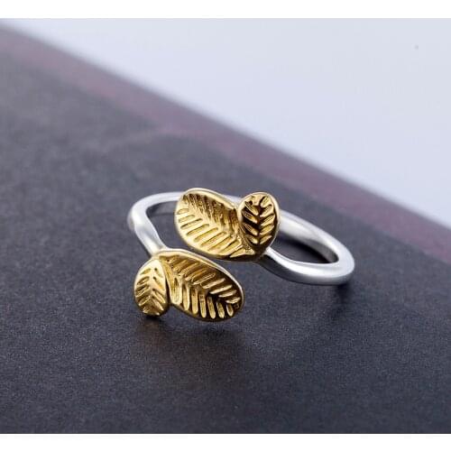 New arrival Tibetan sliver gold leaf adjustable ring my orders aliexpress free shipping mothers day gift friends jewelry