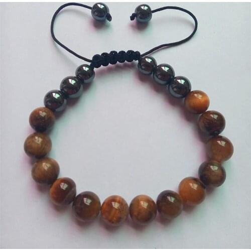 New Arrival Braiding Adjustable 10mm Tiger Eye Beads Bracelets Fashion Handmade Bead Bracelet for Men and Women