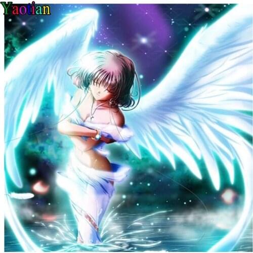 Full Square Round Diamond Painting Fantasy Angel Lake scenery 5D DIY Diamond Embroidery Sale Mosaic Picture Of Rhinestone Decor