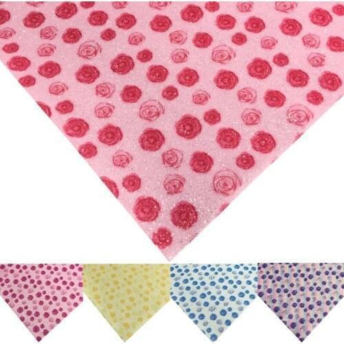 Rose Pattern Printed Faux Leather Sheets Synthetic Leather Fabric Roll for DIY Earrings Handbags Pouches